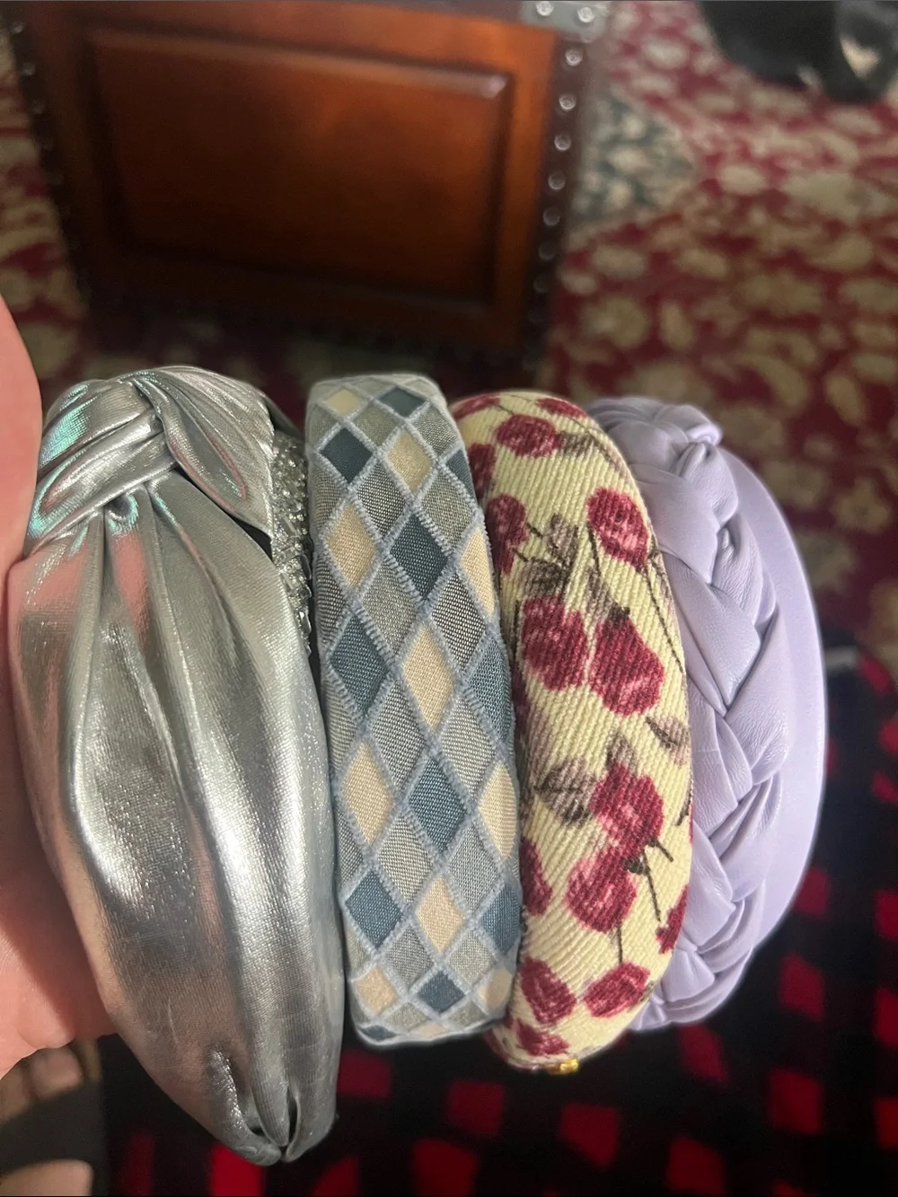 Set of 5 Women's Headbands in Silver, Blue, Floral, and Lavender